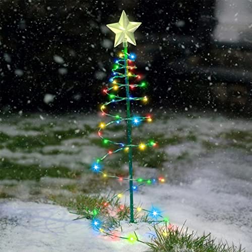 Weihnachtsbeleuchtung Solar Außen,Solar Lichterkette Weihnachten,Metall Spirale Solar Christbaumbeleuchtung,IP44 Wasserdicht Weihnachtsdeko Für Garten,Christbaum Lichterkette Mit Sterne von Bseical