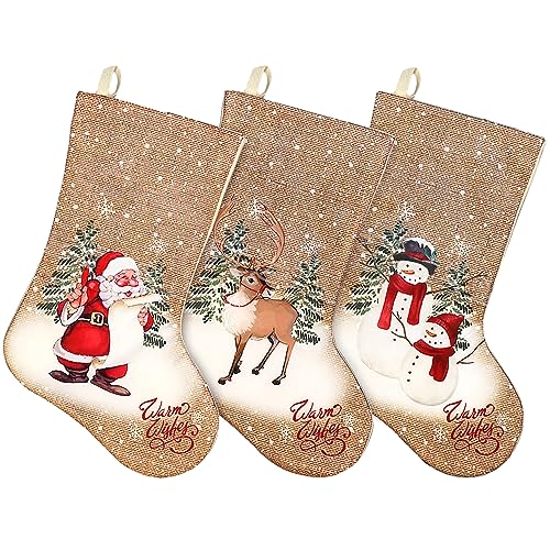 Weihnachtsstrumpf Groß, Weihnachtssocken Zum Aufhängen, Weihnachtsstrümpfe Kamin, Nikolausstiefel Zum Befüllen, Nikolausstrümpfe Set 3pcs Weihnachtsbaumschmuck Weihnachtsdeko Innen Geschenktüten Rosa von Bseical