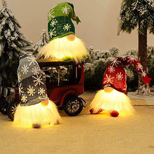 Weihnachtswichtel Deko Figuren, Wichtel Figuren Led, Weihnachtswichtel Leuchtend, Weihnachtsdeko Figuren Leuchten, Weihnachtsdekoration Amerikanisch Miniatur Häkeln Stoff Tomte Puppe (Kurze Beine) von Bseical