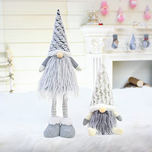 Weihnachtswichtel Groß Stehend, Wichtel Weihnachten Tomte/nisse, Weihnachtswichtel Mit Teleskopbeinen, Weihnachtsdeko Figuren Stoff Puppe, Miniatur Wichtel Figuren Weihnachten Deko 2pc Kit (C) von Bseical