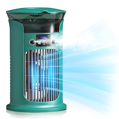 Mobile Klimaanlage Mini Klimagerät, Luftkühler mit 800ml Wassetank Verdunstungskühlung, Kleine Klimaanlage, Air Conditioner Portable, Mobile Klimagerät ohne Abluftschlauch Leise (Grün) von Bseical