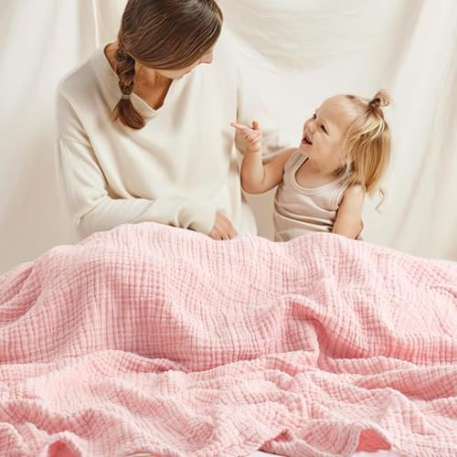 Bseruiorp Sommer Musselin Decke 150 x 200, 100% Natürliche Musselindecke Leichte Sanfte, Muslin Blanket Erwachsene as Cuddly Blanket, Bed, Couch Throw(Rosa, Normal(130x150CM)) von Bseruiorp