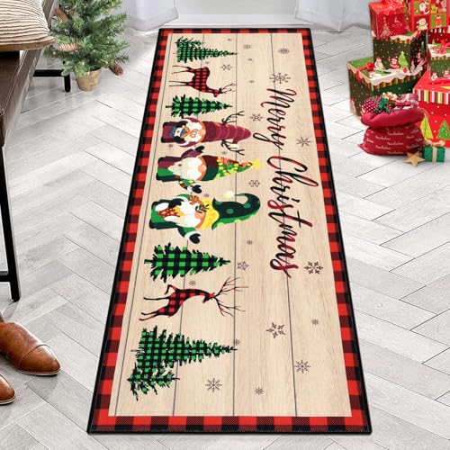 Bsmathom Weihnachtsläufer, rutschfest, Büffelkaro, Flurläufer, maschinenwaschbar, weicher Niederflor-Teppich, Bodenläufer für Flur, Eingangsbereich, Badezimmer, Schlafzimmer, Küche Bsmathom Weihnachtsläufer, rutschfest, Büffelkaro, Flurläufer, maschinenwaschbar, weicher Niederflor-Teppich, Bodenläufer für Flur, Eingangsbereich, Badezimmer, Schlafzimmer, Küche von Bsmathom