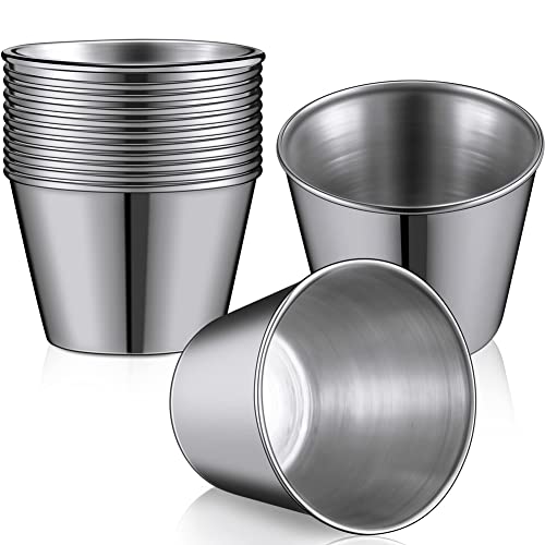 Bsowte 48 Packungen 45 ml Gewürz-Saucenbecher aus Edelstahl, Dip-Saucenbecher, wiederverwendbare Gewürzschalen von Bsowte