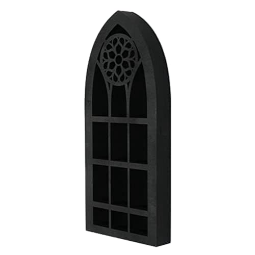 Bsowte Wandmontierte Schwebende Regale, Altes Kirchenfenster, Kristall-Wandregal, Wandbehang, Gotisches Boho-Regal, Schwarzes Regal für Ätherische Öle, Langlebig, Einfach zu Bedienen von Bsowte