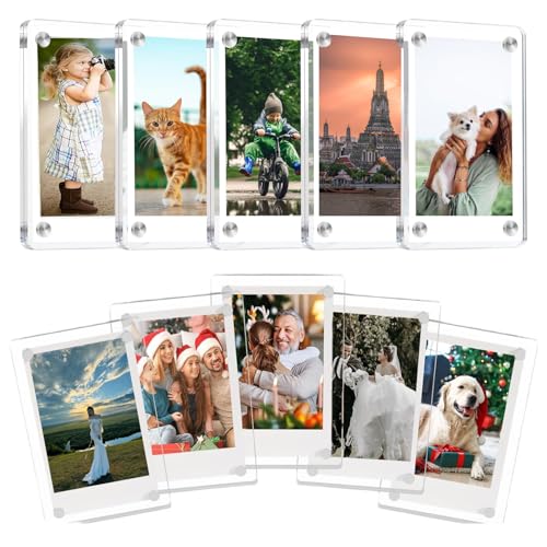 10 Stück Acrylic Magnetic Picture Frame, 6 x 9 cm Magnet Bilderrahmen, Transparent Mini Photo Frames, Double Sided Magnetic Picture Frames, Acrylic Fridge Magnetic Frame, for Mini Photos, Karte von Bssowe