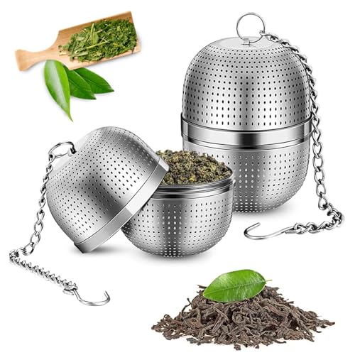 2 Stück Teefiltersieb aus Edelstahl, Tea Strainer Ball, 304 Edelstahl Teesieb, Tee Teesieb Edelstahl, Teefilter Tasse Fein, Teesieb Losen Tee, für Tasse für Die Meisten Tasseteekanne (B) von Bssowe