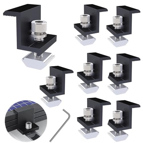 8 Stück Endklemmen 30mm Schwarz, Endklemmen für Solarmodule, Solarmodul Halterung, Verstellbare Solar Panel Z Halterung, Mit innenliegendem 6-Winkelschlüssel, für Dächer Wände Boote Wohnmobile 8 Stück Endklemmen 30mm Schwarz, Endklemmen für Solarmodule, Solarmodul Halterung, Verstellbare Solar Panel Z Halterung, Mit innenliegendem 6-Winkelschlüssel, für Dächer Wände Boote Wohnmobile von Bssowe
