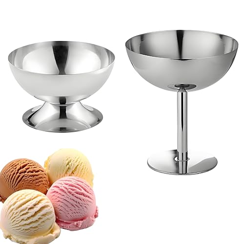 Bssowe 2 Stück Edelstahl Dessertschale Mit Fuß, Dessertbecher Mit Fuß, Eisbechern Aus Edelstahl, Metall-Dessertschüssel, Mit Fester Und Rutschfester Griff, Für Kuchen, Eiscreme, Joghurt Servieren Bssowe 2 Stück Edelstahl Dessertschale Mit Fuß, Dessertbecher Mit Fuß, Eisbechern Aus Edelstahl, Metall-Dessertschüssel, Mit Fester Und Rutschfester Griff, Für Kuchen, Eiscreme, Joghurt Servieren von Bssowe