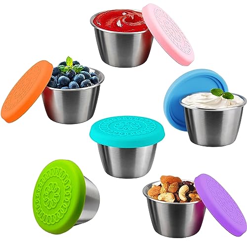 Wiederverwendbare Salatdressing Becher, 6 Stück Lebensmittelbehälter Set, Edelstahl-Lebensmittelbehälter mit Deckel, Mini Dip Sauce Becher zum Mitnehmen für Kinder-Snacks, Dips und Gewürze(50 ML) Wiederverwendbare Salatdressing Becher, 6 Stück Lebensmittelbehälter Set, Edelstahl-Lebensmittelbehälter mit Deckel, Mini Dip Sauce Becher zum Mitnehmen für Kinder-Snacks, Dips und Gewürze(50 ML) von Bssowe