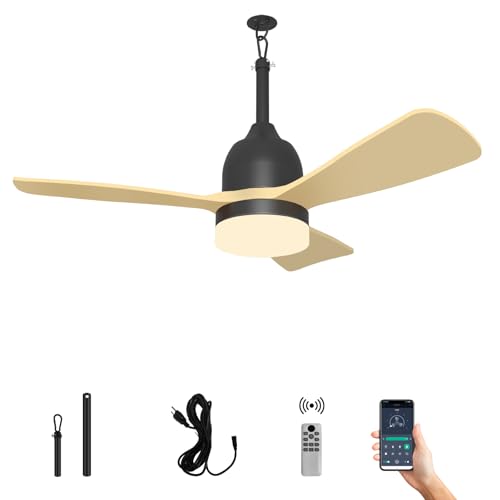 Bsteciar 92cm Deckenventilator mit Beleuchtung LED - Outdoor Deckenventilator mit APP & Fernbedienung - Lampe mit Ventilator - 6 Geschwindigkeiten, dimmbar, IP44 wasserdicht für Terrasse/Küche von Bsteciar