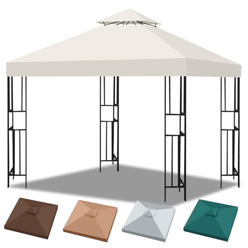 Pavillon Ersatzdach 3x3 Wasserdicht, Doppeldach Pavillon Dach 3x3 mit Air Vent, Pavillondach 3x3 Wasserdicht Stabil Winterfest von Bsteciar
