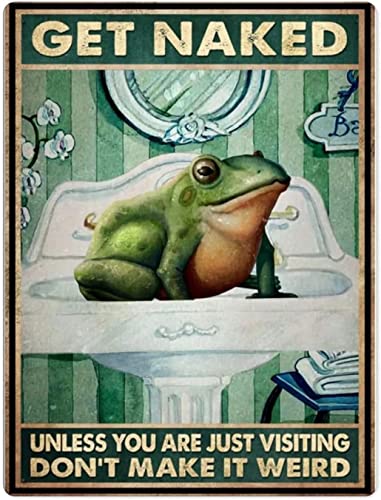 Blechschild Frosch Waschbecken Vintage Retro Sammlerstück Metall Blechschild - Frosch Get Naked - Wanddeko Poster Home Bar Restaurant Garage Cafe Kunst Metallschild Geschenk 20,3 x 30,5 cm von Btber
