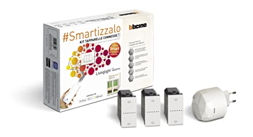 BTicino Livinglight Smart SN3602KIT, bestehend aus 1 Gateway Plug-in Weiß S36GWDC und 3 Bedienelementen, weiße Anschlüsse N4027C von Bticino