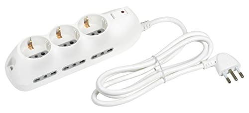 BTicino Multisocket Slot 9 - 6 Bypass-Pressen 10/16 A + 3 deutsche P30-Standardbuchsen - 10A-Stecker von Bticino