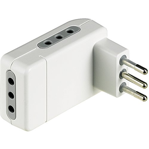 BTicino S3605DE Platzsparender Winkel-Mehrfachstecker, 3 Steckdosen 10 A, Stecker 10 A, Weiß, weiß, S3605DE, 250V von Bticino