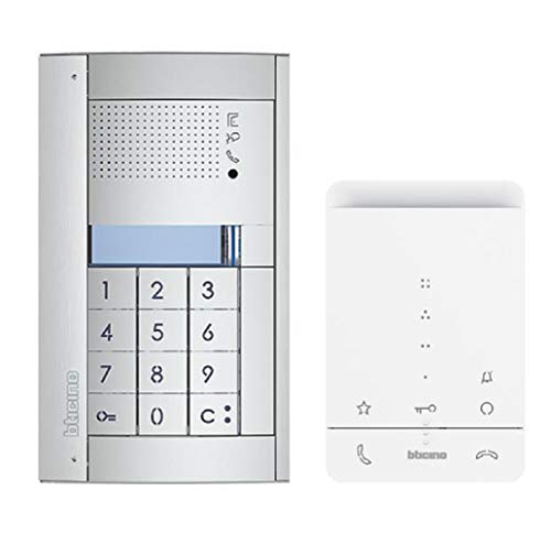 LEGRAND BTICINO, Audio-Türsprechanlage Set, 2-Draht für das 1-Familienhaus mit SFERA Allmetal Audio-Türstation + Zahlencode/Codelock, Classe 100 A16E Audio-Innenstelle, Netzgerät, 364235 von Bticino