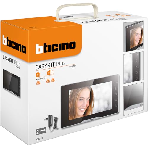 Bticino 334253 Video-Türsprechanlage, zusätzlicher interner Monitor, 2 Drähte, 7 Zoll in Farbe mit Freisprecheinrichtung und Netzteil mit Plug-In-Stecker, ideal als zweites Display für Häuser auf 2 von Bticino