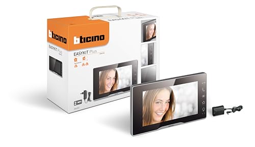 Bticino 334253 Video-Türsprechanlage mit 2 Drähten, 7 Zoll (17,8 cm) in Farbe mit Freisprecheinrichtung und Netzteil mit Plug-In-Stecker, ideal als zweites Display für 2-stöckige Häuser oder von Bticino