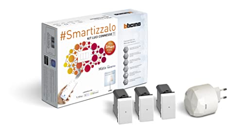 Bticino Matix Smart SAM3601KIT, mit 1 Gateway Plug-In S36GWDC und 3 angeschlossenen Umstellern AM4003C, zum Ein- und Ausschalten der Lichter mit dem Smartphone oder Alexa, Siri und Google Home von Bticino