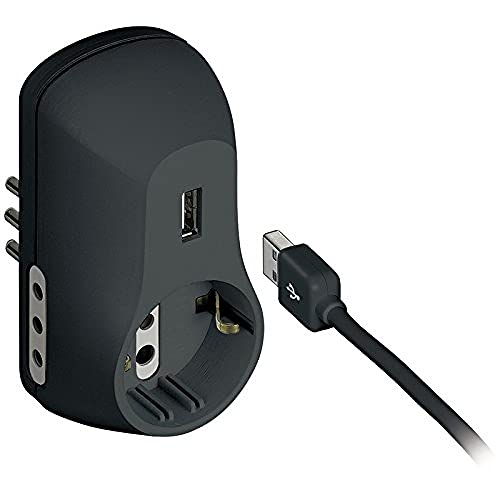 Bticino S3613GU Steckdosenadapter B3 mit USB-Buchse, 1,5 A, Schwarz Bticino S3613GU Steckdosenadapter B3 mit USB-Buchse, 1,5 A, Schwarz von Bticino