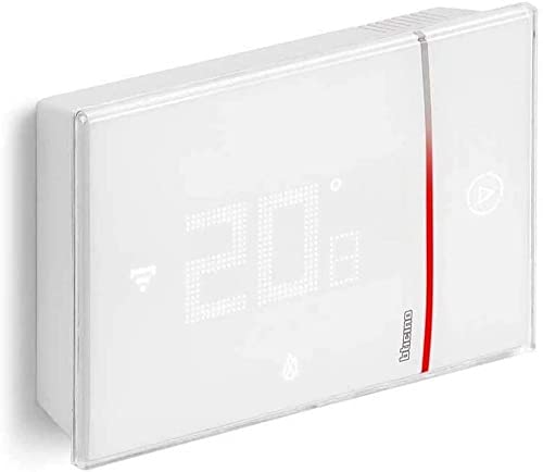 Bticino XW8002WE, WiFi angeschlossener Thermostat, New Smarther2 mit Netatmo, Weiß, Temperaturregelung (Kalt- und Wärme) für den Haushalt; Oberfläche, 2 Drähte von Legrand