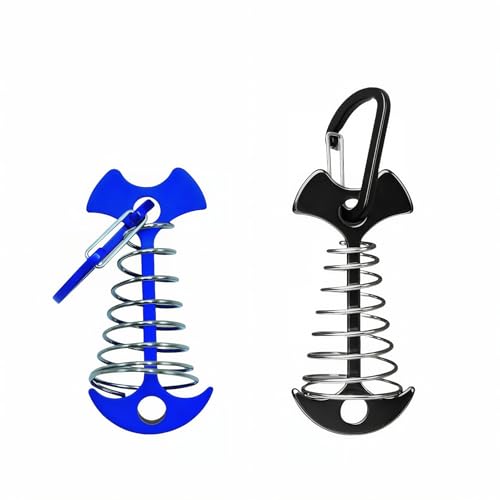 Fishbone SpringTent Peg, tragbare winddichte Anker, Aluminium-Zeltheringe mit Karabiner für Camping-Deck, federbelasteter Dachrinnenhaken für Plane, verstellbarer Spaltpfahl für Outdoor-Überdachung von Btolin