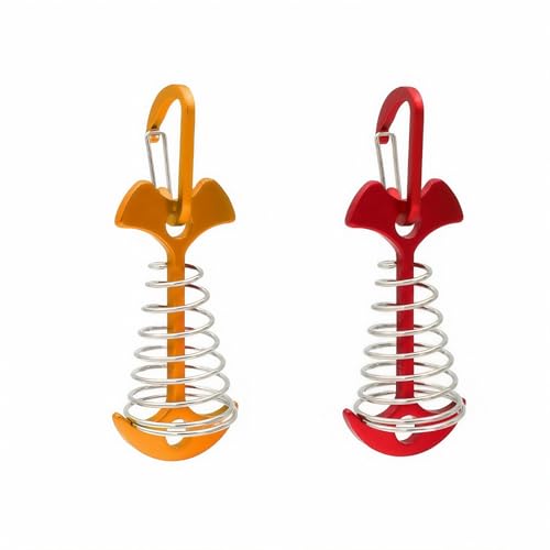 Fishbone SpringTent Peg, tragbare winddichte Anker, Aluminium-Zeltheringe mit Karabiner für Camping-Deck, federbelasteter Dachrinnenhaken für Plane, verstellbarer Spaltpfahl für Outdoor-Überdachung von Btolin