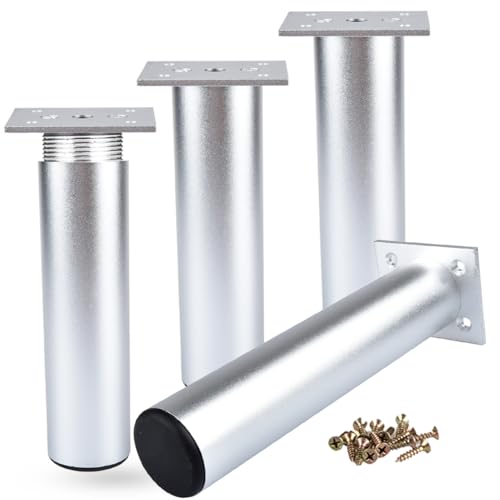 5cm Metall Möbelfüße, Btowin 4 Stück Modern Verstellbar Aluminium Rund DIY Ersatz Tischbeine Schrankfüße für Sofa Schrank Regal TV-Ständer von Btowin VCF