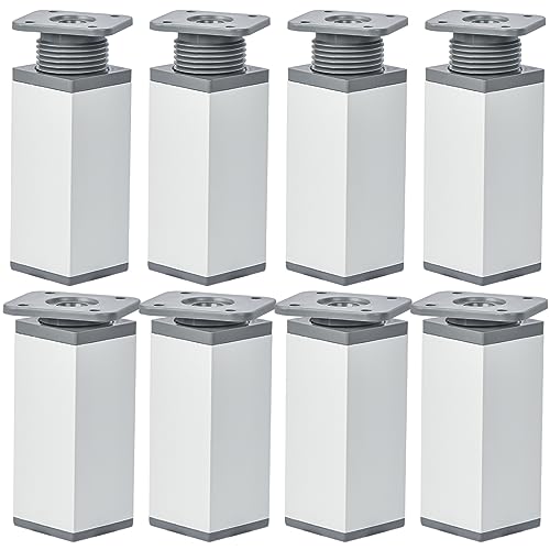 Btowin VCF 15cm Metall Möbelfüße, 8 Stück Modern Aluminium Höhenverstellbar Quadrat DIY Ersatz Tischbeine Schrankfüße für Schrank Sofa Couch TV-Ständer Kommoden von Btowin VCF