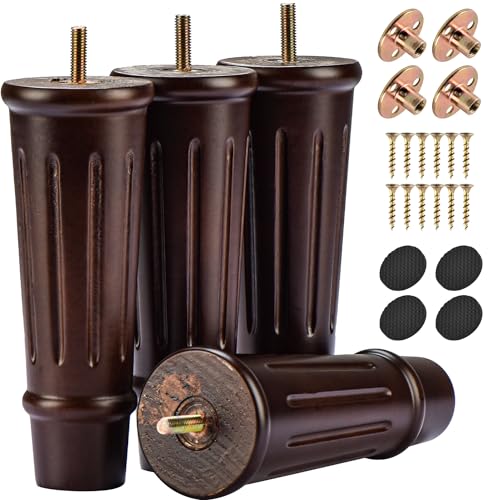 Btowin VCF 18cm Holz Möbelfüße, 4er Set Massivholz Spindel Gedrechselte Tischbeine Möbelbeine mit vorgebohrten M8 Bolzen & Montageplatten für Schrank Sofa Garderobe Kommoden Btowin VCF 18cm Holz Möbelfüße, 4er Set Massivholz Spindel Gedrechselte Tischbeine Möbelbeine mit vorgebohrten M8 Bolzen & Montageplatten für Schrank Sofa Garderobe Kommoden von Btowin VCF