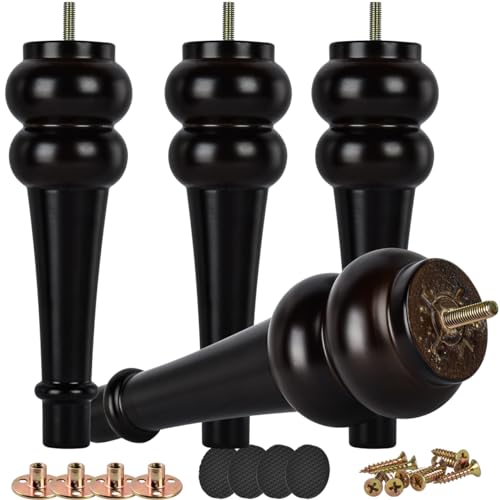 Btowin VCF 24cm Holz Möbelfüße, 4er Set Massivholz Groß Spindel Tischbeine Möbelbeine mit vorgebohrten M8 Bolzen & Montageplatten für Schrank Sofa Ottomane TV-Ständer Stühle Btowin VCF 24cm Holz Möbelfüße, 4er Set Massivholz Groß Spindel Tischbeine Möbelbeine mit vorgebohrten M8 Bolzen & Montageplatten für Schrank Sofa Ottomane TV-Ständer Stühle von Btowin VCF