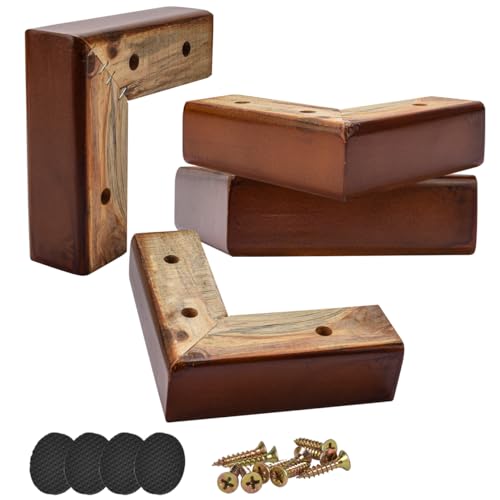 Btowin VCF 5cm Holz L-Form Ecke Möbelfüße, 4er Set Minimalist Massivholz Gewinkelt DIY Ersatz Möbelbeine Stützbeine für Bett Sofa Couch Kabinett TV-Ständer von Btowin VCF
