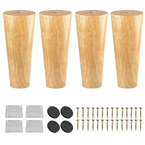 10cm Holz Möbelfüße, Btowin 4 Stück Massivholz Tischbeine Möbelbeine DIY Ersatz mit Montageplatten & Schrauben & für Schrank Sofa Bett Ottomane Couch von Btowin