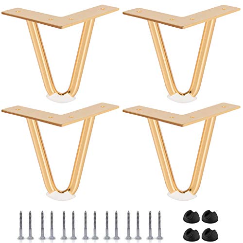 Btowin 20cm Haarnadel Tischbeine, 4 Stück Moderne DIY Metall Möbelfüße Hairpin Legs mit Bodenschoner & Schrauben für Schreibtisch Schrank Nachtständer Stühle von Btowin