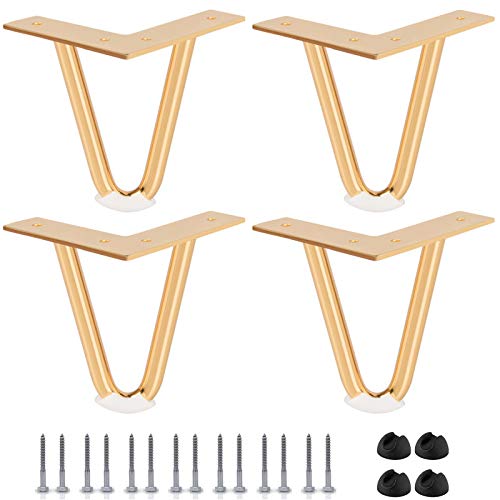 Btowin 15cm Haarnadel Tischbeine, 4 Stück Moderne DIY Metall Möbelfüße Hairpin Legs mit Bodenschoner & Schrauben für Schreibtisch Schrank Nachtständer Stühle von Btowin