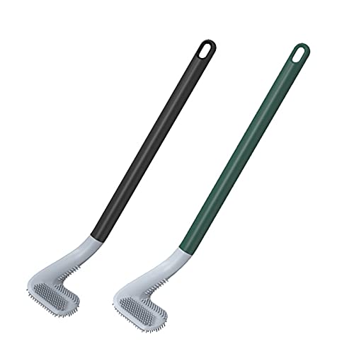 2 Pack Toilettenbürste, WC Bürste Silikon und Behälter, WC-Bürste mit Schnell Trocknendem Haltersatz für Badezimmer Gäste-WC, Wandmontage & Stehen (C) von Btruely