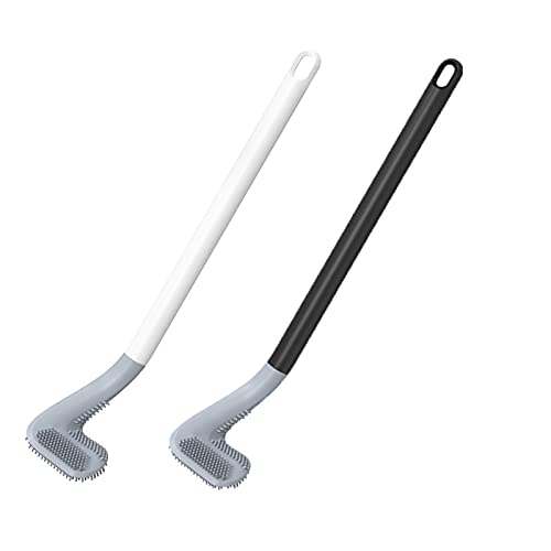 2 Pack Toilettenbürste, WC Bürste Silikon und Behälter, WC-Bürste mit Schnell Trocknendem Haltersatz für Badezimmer Gäste-WC, Wandmontage & Stehen (F) von Btruely