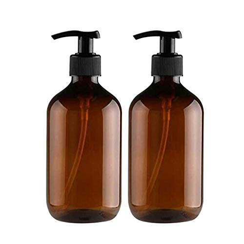 2 Stück 500ml Leer Seifenspender Flasche wiederverwendbar Lotionspender Pumpspender Bernstein Kunststoff Flasche für Lotion, Duschgel, Handseife (Braun) von Btruely