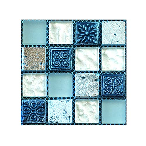 Btruely 10 stück Mosaik Bodenaufkleber Wandfliese Aufkleber für Bad und Küche Deko Fliesenfolie Bad (A) von Btruely