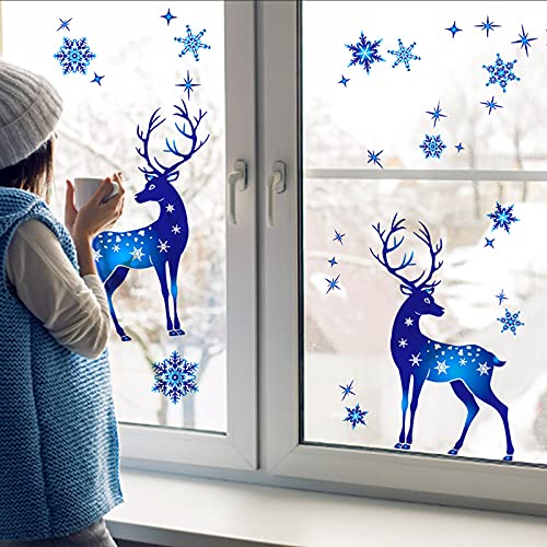 Weihnachten Fenstersticker Weihnachten Selbstklebend Fensterbilder Weihnachten Fensteraufkleber PVC Für Türen Schaufenster Vitrinen Winter Deko Weihnachtsdeko Fensterdeko (A) von Btruely