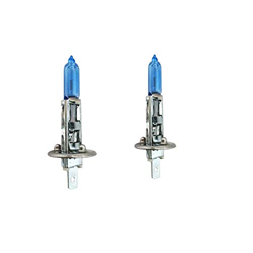 Nivelliermasse Gas Bright 2 Stück Scheinwerferlampen Weiß H1 Lampe Licht 6000K 12V 55W Autolicht Tuning C (Blue #1, One Size) von Btruely