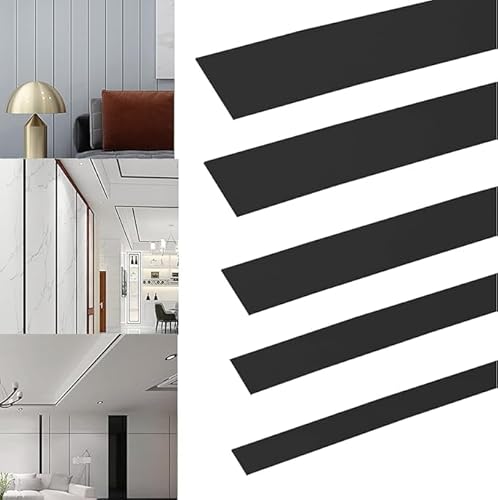 5M Zierleisten Selbstklebend Stuckleisten Edelstahl Deckenleisten, Gold Spiegelstreifen Selbstklebend Wandleiste für Wand, Spiegel, Decke, Möbeldekor (Schwarz, 5cm) von Btstil