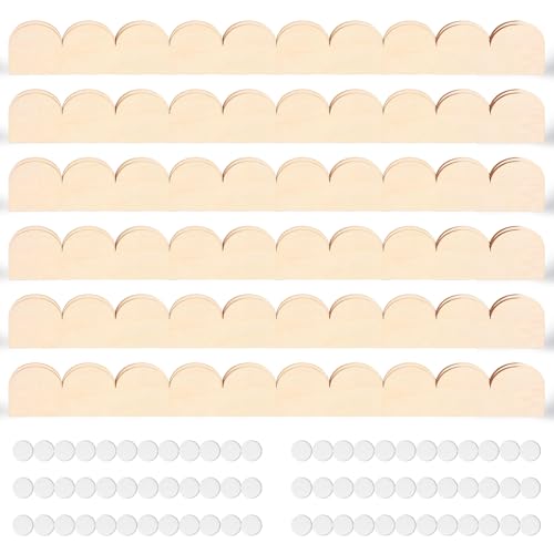 Btstil 24 Stück Unlackierte Holzleisten mit Gewelltem Rand, Dekorative Holzleisten mit Gewelltem Rand, DIY-Zierleiste für Wandschränke, Regale und Fenstertüren zu Hause (40cmx4cm) von Btstil