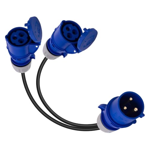 Btstil 32A Stecker auf 2 x 16A Steckdosen, 2-Wege Power Splitter Verteiler Generator Caravan Adapter Anschlussstecker mit Anschlusskabel IP44 Btstil 32A Stecker auf 2 x 16A Steckdosen, 2-Wege Power Splitter Verteiler Generator Caravan Adapter Anschlussstecker mit Anschlusskabel IP44 von Btstil