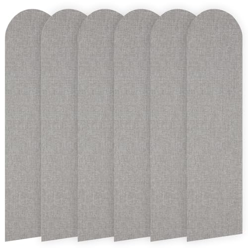 Btstil 3D Wandpaneele, 6 Stück Wandpolster Selbstklebende, Leinen Wandpaneele Dekorative Wandmatte, Anti Kollisions Bettkopfteil für Schlafzimmer, Kinderzimmer, Kindergarten (Hellgrau) von Btstil