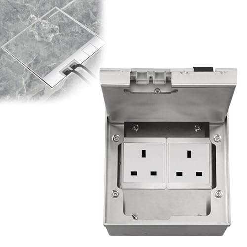 Btstil Bodeneinbau Bodendosen, 4000W 16A Bodensteckdose Edelstahl, Versteckte Steckdose mit 3 EU-Steckdosen, Wasserdichte AC250V-Bodensteckdose für Zuhause, Büro von Btstil