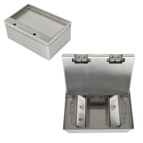 Btstil Bodentank Bodensteckdose, Edelstahl-Einbausteckdose Wasserdichte Bodeneinbaudose mit 3AC+2 RJ45 für Küche Wohnzimmer Büro, Versenkbar Bodentank (3AC) von Btstil