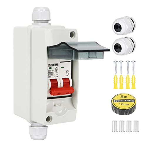 Btstil DC Trennschalter Leistungsschalter, PV Solar Anlage Leitungsschutzschalter Sicherungsautomat DC 12V-400V mit IP65 Wasserdicht Gehäuse (40A) von Btstil