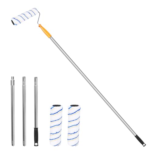 Btstil Farbroller mit Teleskopstange, Farbroller Wandfarbe Set mit 3 Farbwalzen & Aluminium Teleskopstab für Malerei und Renovierung von Haushaltsprojekt (Set1) von Btstil